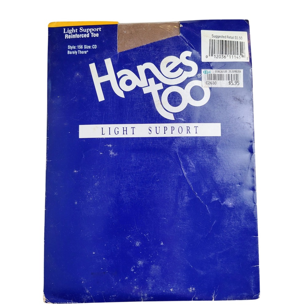 NWT Hanes Womens SZ CD Hanes Too Light Support Pantyhose Barely There 90s Vtg